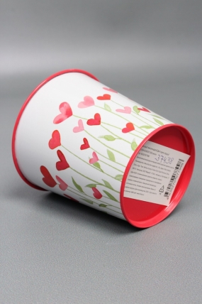 Декоративное кашпо "Цветущие сердца" D10XH10CM B:D7.5CM, металл  7998М
