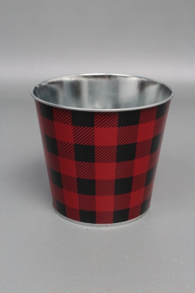 Декоративное кашпо D13,3XH11,5CM B9,5СМ, красный/черный, металл  8625М