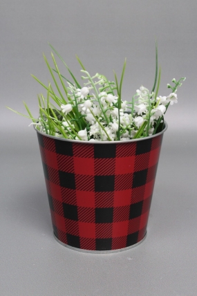 Декоративное кашпо D13,3XH11,5CM B9,5СМ, красный/черный, металл  8625М