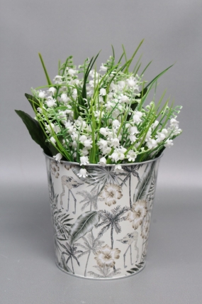 Декоративное кашпо "Тропическая абстракция" 14XH13,5CM B11, металл  8933М