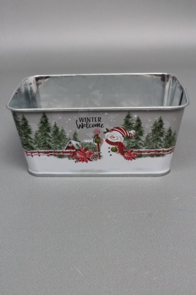 Декоративное кашпо "Яркие мгновения зимы" 14.5X9.5XH6.5CM 12X7CM, металл  1131М