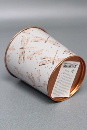 Декоративное кашпо "Золотая стрекоза " D9.8XH10CM B:D7.6CM, металл  8049М