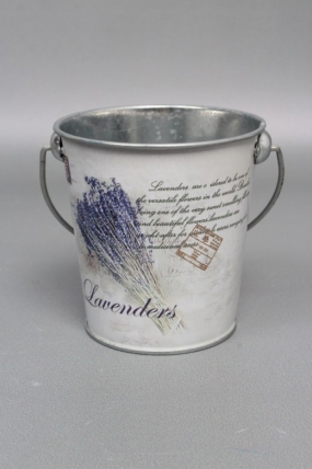 Декоративное кашпо-ведерко "Лаванда" D11.5/9.8XH10/16.5CM B7.5 см, металл  3361М