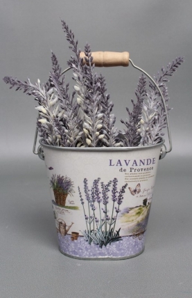 Декоративное кашпо-ведерко "Прованс лаванда" 12.5X8XH11/20 B:8,5x6 см. металл 9923М