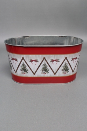 Декоративное овальное кашпо "Елочное изобилие" 22,5X13,7XH11,3 В20x11 см, металл 0981М