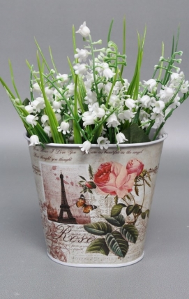 Декоративное овальное кашпо "Изысканность" 12.5X8XH11 см. металл 8929М