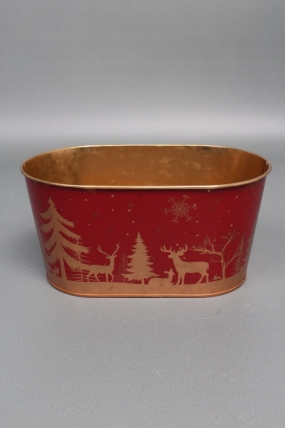 Декоративное овальное кашпо "Время чудес" 19.5X11.5XH9CM 16.5X8.5 см. металл 0844М