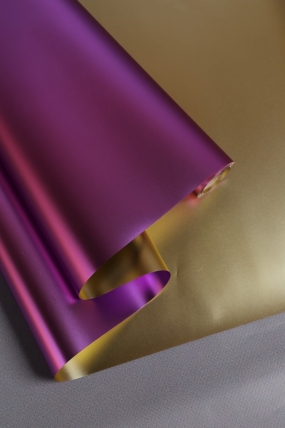 Флористич. пленка "Двухцветный металл", 53 мкр, 58 см х 10 м, золото / св-лиловый 3852М