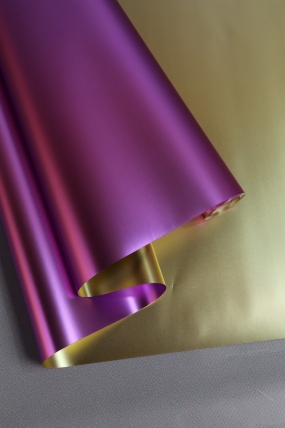Флористич. пленка "Двухцветный металл", 53 мкр, 58 см х 10 м, золото / св-лиловый 3852М