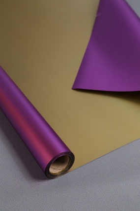 Флористич. пленка "Двухцветный металл", 53 мкр, 58 см х 10 м, золото / св-лиловый 3852М