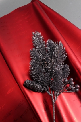 Флористическая пленка, металлическая Новогодняя, 40 мкр, 58 см х 10 м, красный 3944М