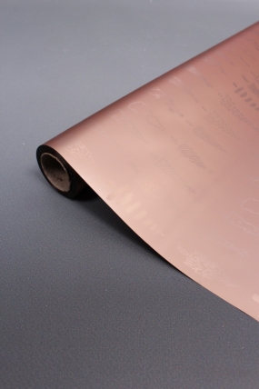 Флористическая пленка, металлическая Новогодняя, 40 мкр, 58 см х 10 м, розовое золото 3937М