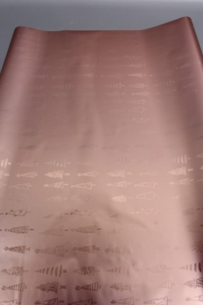 Флористическая пленка, металлическая Новогодняя, 40 мкр, 58 см х 10 м, розовое золото 3937М