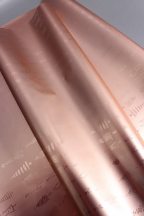 Флористическая пленка, металлическая Новогодняя, 40 мкр, 58 см х 10 м, розовое золото 3937М