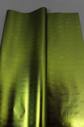 Флористическая пленка, металлическая Новогодняя, 40 мкр, 58 см х 10 м, зеленый 3968М