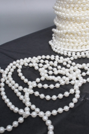 Жемчужная нить на катушке, 6 мм * 23 м, белый  4187М