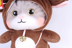 Игрушка мягкая - Кошка в капюшоне большая коричневая  