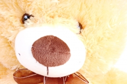 Игрушка мягкая Медведь рыжий с заплаткой коричневый бант  М-2124/60