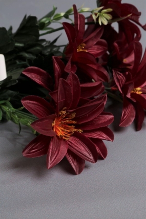 Искусственное растение - Лотос с золотом 45 см бордо