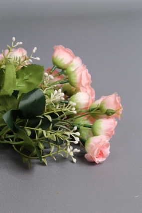 Искусственное растение - Розочки с белым декором 33 см розовые