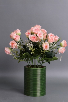 Искусственное растение - Розочки с белым декором 33 см розовые