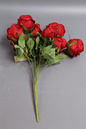 Искусственное растение - Розы Нежность 9 голов красные 42 см