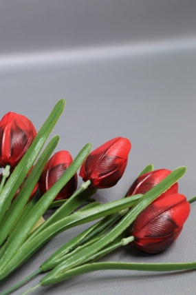 Искусственное растение - Тюльпаны силиконовые 32 см красный
