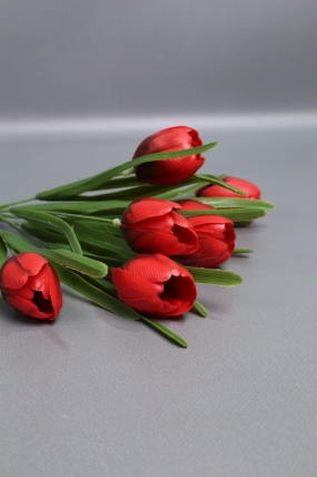 Искусственное растение - Тюльпаны силиконовые 32 см красный