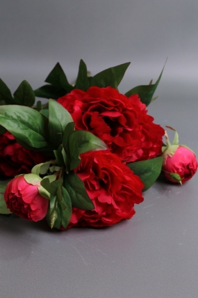 Искусственное растение - Ветка пиона садового 55см красный