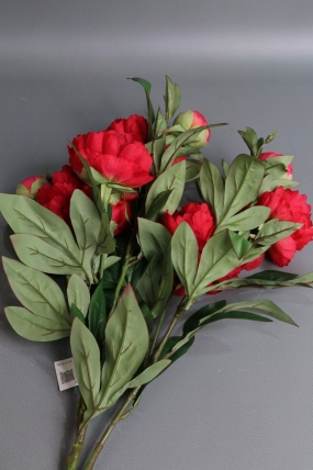 Искусственное растение - Ветка пиона садового 55см красный