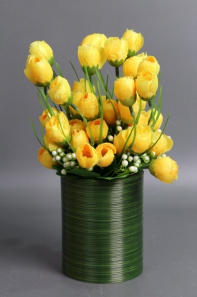 Искусственное растение -  Ранункулюс пышный 25 см желтый