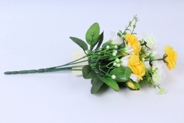 искусственное растение - роза с белыми ягодами бело-желтая h=33cm
