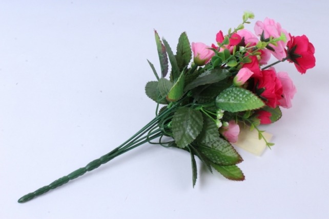 искусственное растение - роза с белыми ягодами розово-малиновая  h=33cm