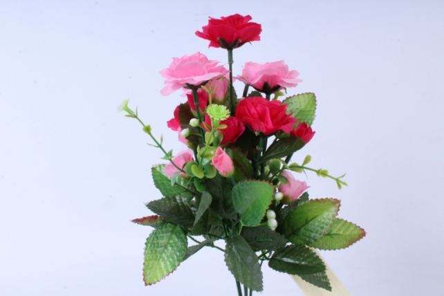 искусственное растение - роза с белыми ягодами розово-малиновая  h=33cm