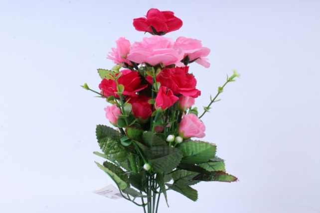 искусственное растение - роза с белыми ягодами розово-малиновая  h=33cm