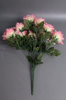 Искусственное растение -  Розы с гипсофилой 38 см бело-розовые