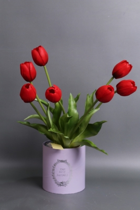 Искусственное растение -  Тюльпаны латекс 40см красные