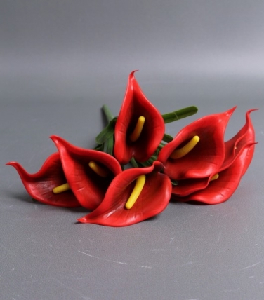 Каллы силиконовые букет красные 30см