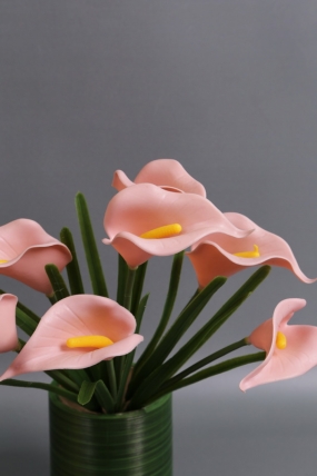 Каллы силиконовые букет розовые 30см