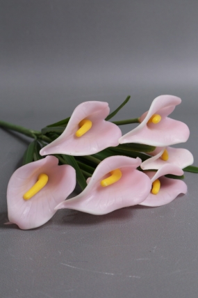 Каллы силиконовые букет светло-розовые 30см
