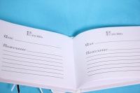 книга пожеланий+ручка &quot;люкс&quot; белая с бордовой лентой 24х16см