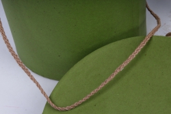 кор. набор (2шт) шляпная под цветы с ручкой крафт оливковый (d=18см,h=20см) ццв4