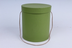 кор. набор (2шт) шляпная под цветы с ручкой крафт оливковый (d=18см,h=20см) ццв4