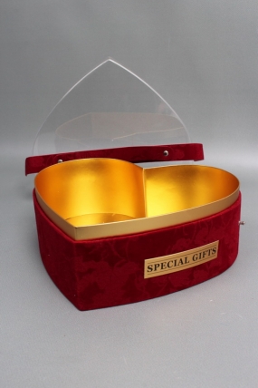 Коробка для цветов/подарков в виде сердца 25*23*14, 1 шт., бургунди 6273М