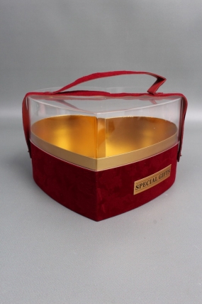 Коробка для цветов/подарков в виде сердца 25*23*14, 1 шт., бургунди 6273М