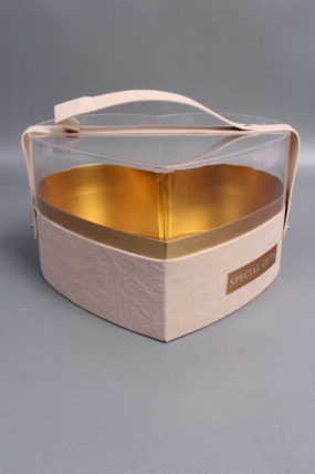 Коробка для цветов/подарков в виде сердца 25*23*14, 1 шт., кремовый  6242М