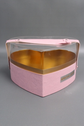 Коробка для цветов/подарков в виде сердца 25*23*14, 1 шт., св.розовый  6259М