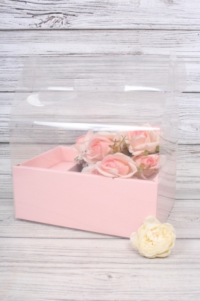 Коробка пластиковая с ручками, 26*18,5*30см, нежно-розовый 9780