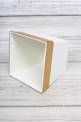 Коробка под цветы с золотой полосой "Для тебя" 11,5x8x10,8 см. 1 шт., белый 0567М