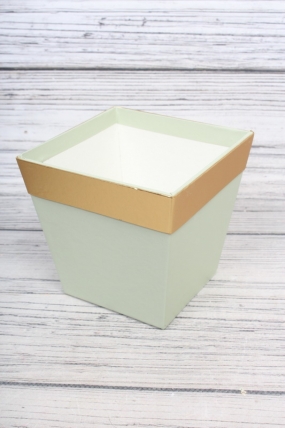 Коробка под цветы с золотой полосой "Для тебя" 11,5x8x10,8 см. 1 шт., оливковый 0581М